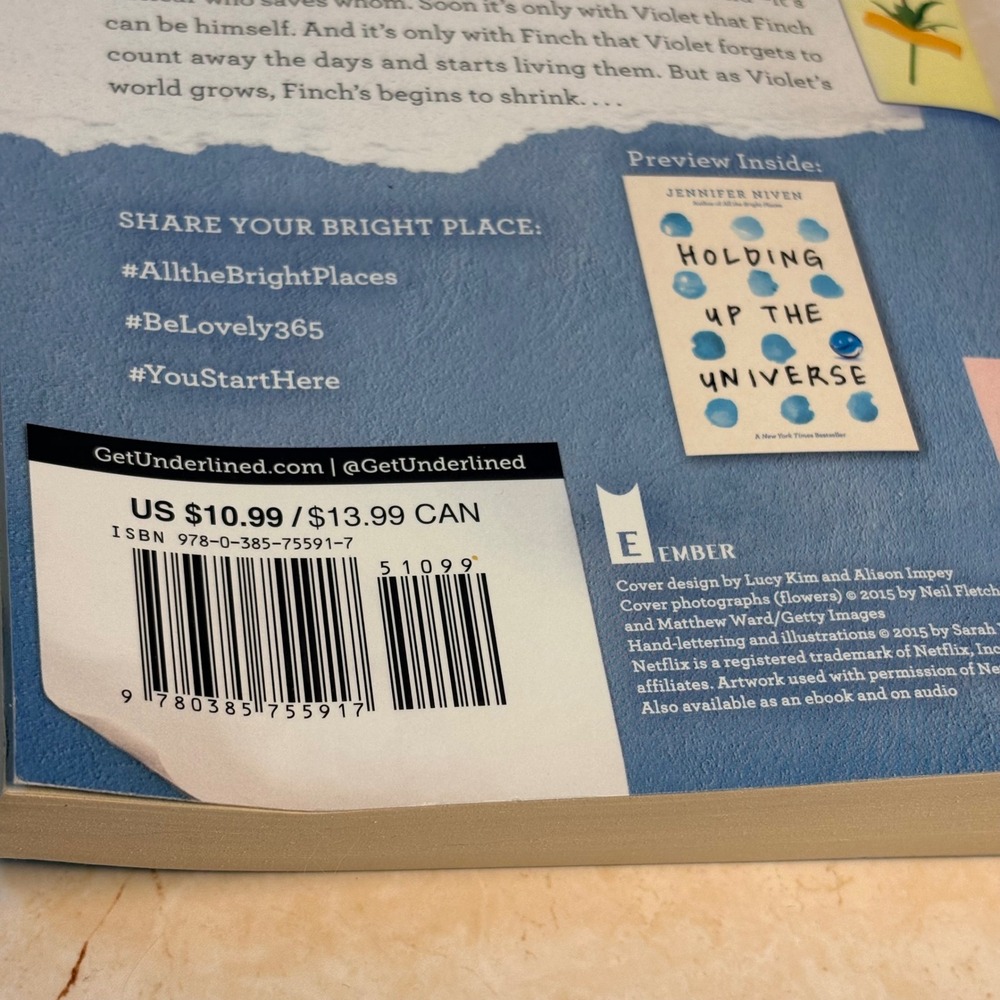 All the Bright Places Jennifer Niven Paperback YA Novel Netflix Tie-In Edition - Picture 4 of 7